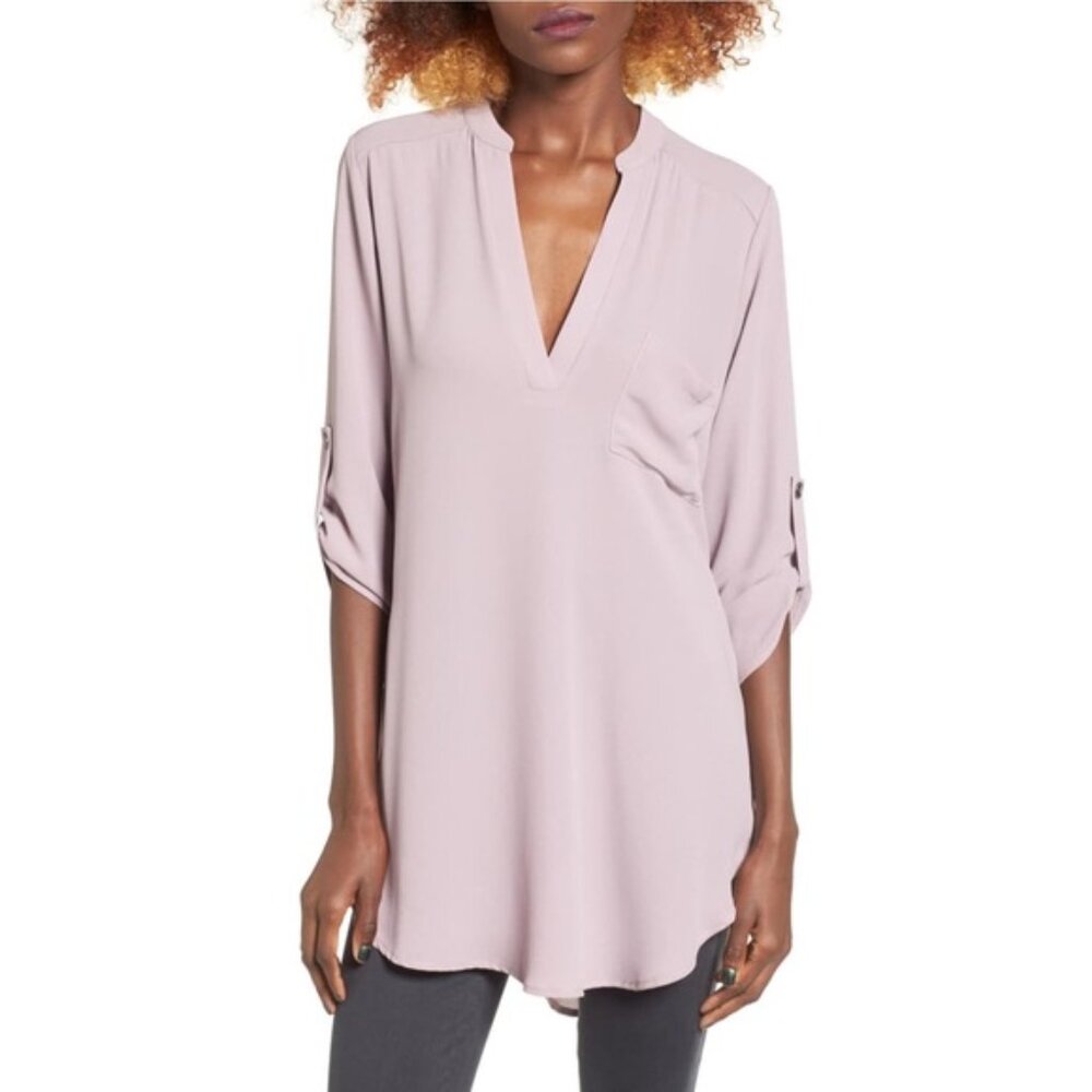 Lush ‘Perfect’ Roll Tab Sleeve Tunic - Blush Pink